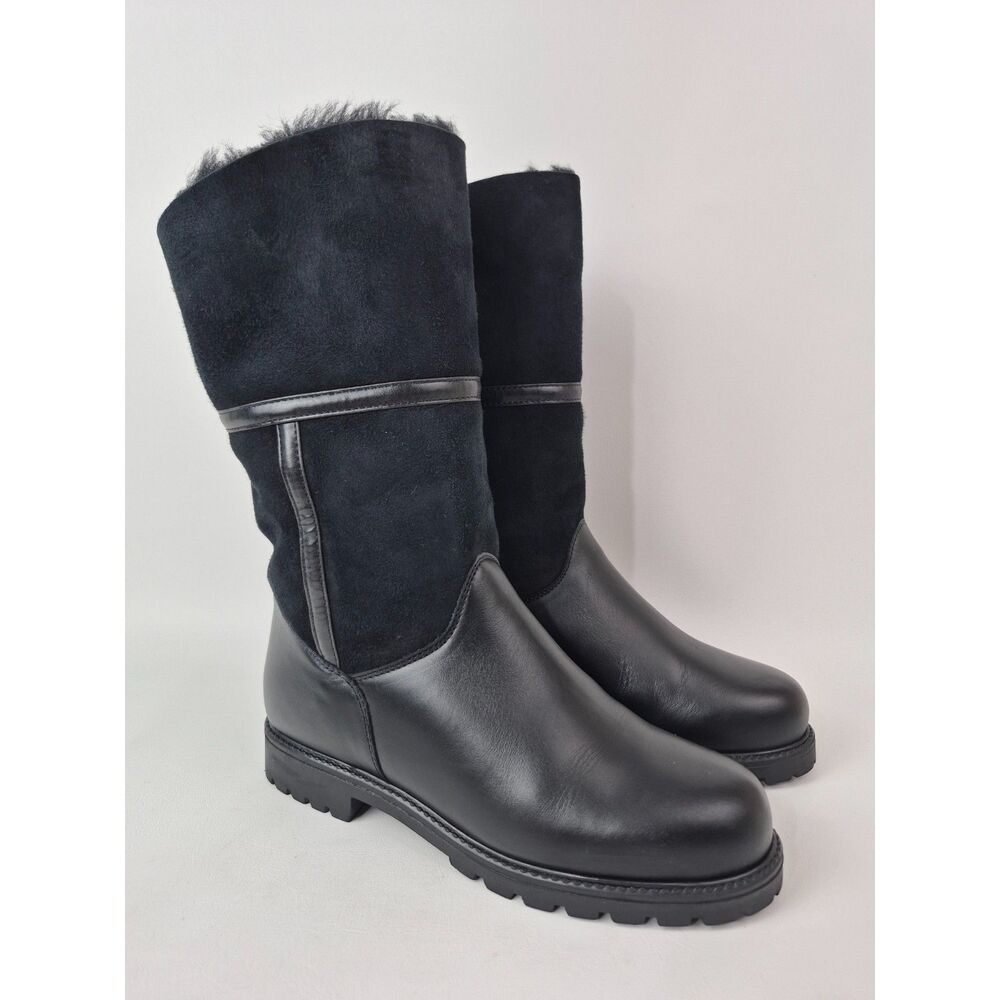 La Canadienne Women's Black Heritage Harlan Shearling Asymmetrical Boots Size 8